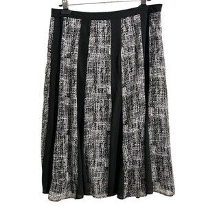 Lapis Women's Black & White Polyester A Line Skirt -Geometric Pattern-Large